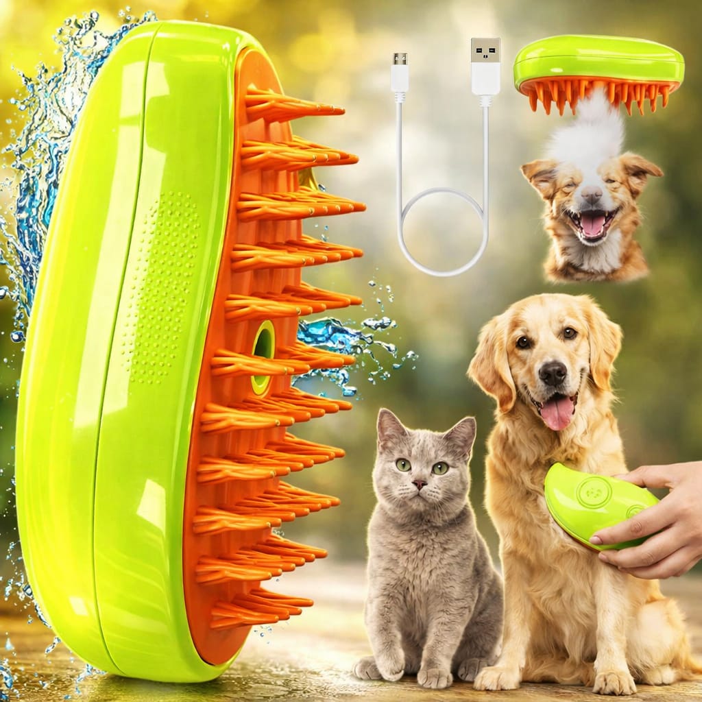 Cepillo de Vapor Eléctrico para Mascotas 3 en 1